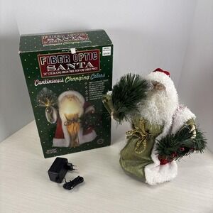 Vintage 2002 Bradford Fiber Optic 14" Table Piece Santa Claus In Box w/ AC Plug